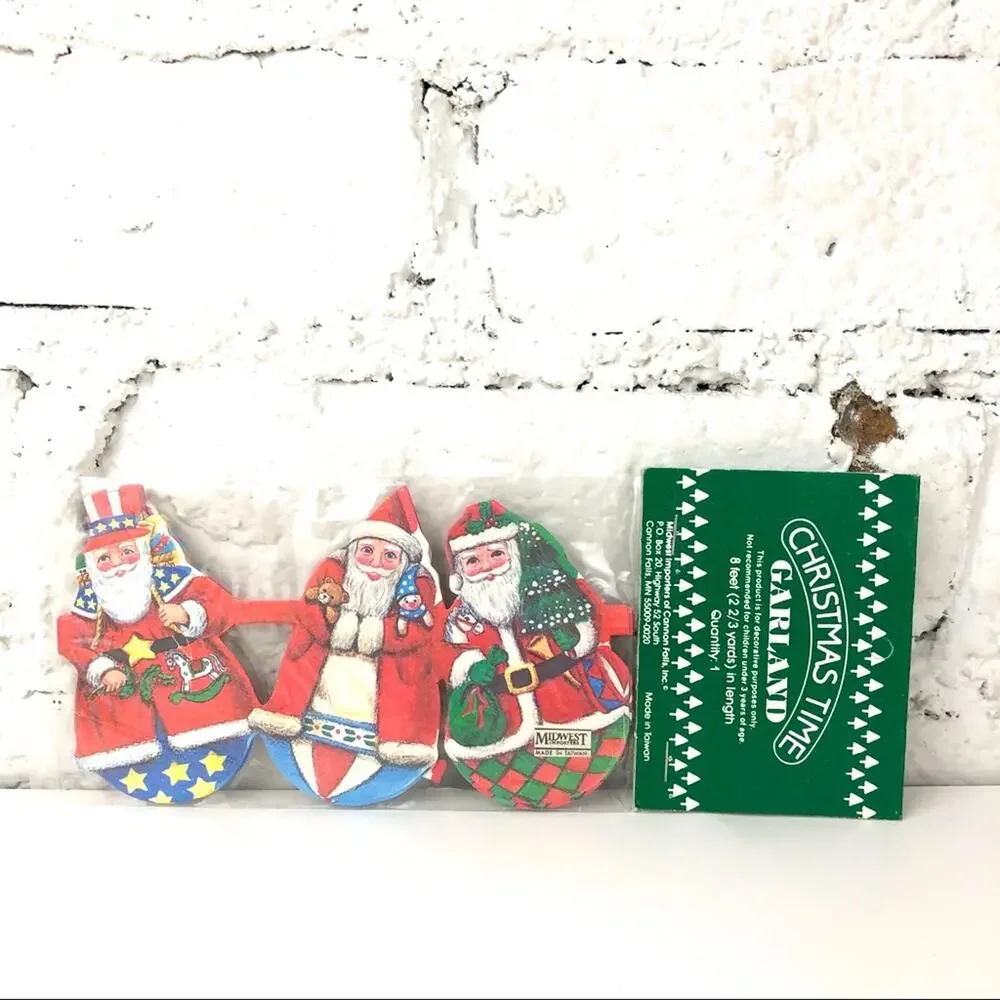 Vintage Santa Ornament Paper Garland